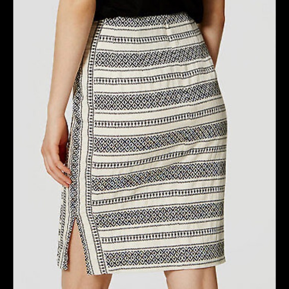 Ann Taylor LOFT Mosaic geometric Striped Pencil Skirt high waisted skirt - Picture 2 of 8